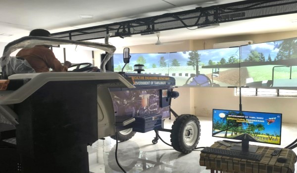 vertex-agri-simulator-at-tamil-nadu-agricultural-university-specifically-within-the-agricultural-engineering-department-in-vellore,-is-an-advanced-training-scenarios-designed-to-enhance-the-skills-of-tractor-operators.
