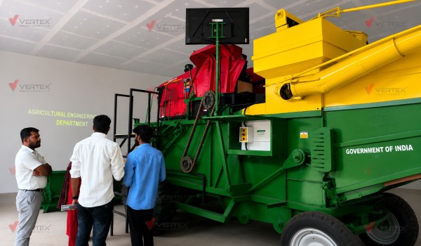 vertex-team-has-developed-a-realistic-harvester-driving-simulator-and-installed-at-tn-agri-university-thiruvarur.-specifically-designed-to-replicate-real-harvester-machine-operations,-allowing-students-to-gain-hands-on-experience-in-safe--environment.