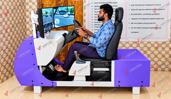 vertex-driving-simulator-at-abdul-kalam-driving-school,-mettur---salem.-the-simulator-is-designed-to-provide-learners-with-a-safe,-controlled-and-realistic-driving-environment,-allowing-them-to-experience-different-road-conditions.