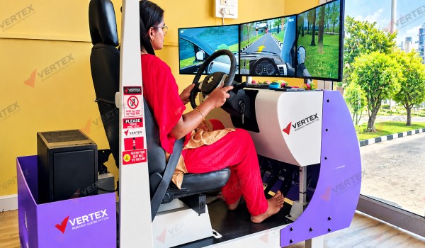 vertex-driving-simulator-at-jem-driving-school,-coimbatore.-the-simulator-can-support-both-new-learners-and-drivers-looking-to-improve-their-existing-driving-skills,-while-enabling-instructors-to-provide-structured-and-scenario-based-training.